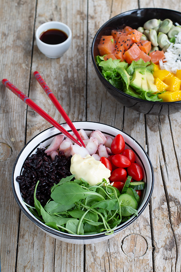 poke bowl ricetta polpo riso venere